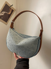 Rhinestone Denim Shoulder Bag Style A One Size OutfitFlow