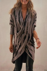 Full Size Contrast Long Sleeve Longline Top Taupe OutfitFlow
