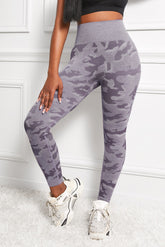 Camo Print Seamless High Waist Yoga Leggings Purple OutfitFlow