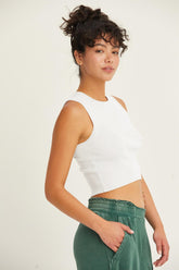 HYFVE Ribbed Knit Cropped Tank Off White OutfitFlow