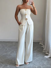 Tube Top and Wide Leg Pants Set Apricot OutfitFlow