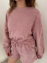 Round Neck Dropped Shoulder Top and Drawstring Shorts Set Dusty Pink OutfitFlow