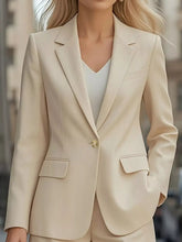 Lapel Collar One Button Blazer Apricot OutfitFlow