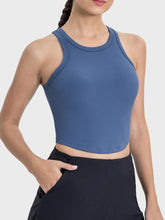 Millennia Round Neck Racerback Active Tank Dusty Blue OutfitFlow