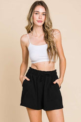 Culture Code High Waist Paper bag Shorts BLACK OutfitFlow