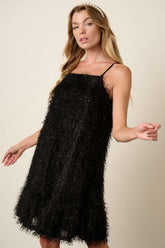 Mittoshop Feather Ruffle Hem Mini Cami Dress Black OutfitFlow