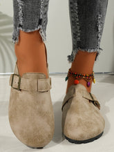 Round Toe Buckle Slip-Ons Beige OutfitFlow