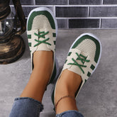 Mesh Contrast Flat Slip-Ons Dark Green OutfitFlow