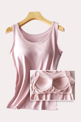 Round Neck Tank with Bra Pale Blush OutfitFlow