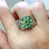 10 Carat Moissanite 925 Sterling Silver Signet Ring Silver OutfitFlow