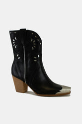 Beast Fashion Cut-Out Floral Embroidery Boots Black OutfitFlow