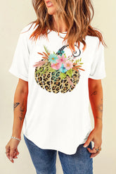 Pumpkin Graphic Round Neck Short Sleeve T-Shirt White OutfitFlow