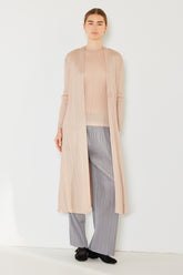 Marina West Swim Pleated Long Sleeve Cardigan Beige OutfitFlow