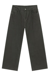 Straight-Leg Jeans with Back Elasticated Waistband Dark Gray OutfitFlow