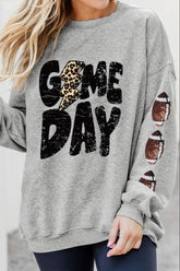 GAME DAY Football Long Sleeve Sweatshirt Gray OutfitFlow