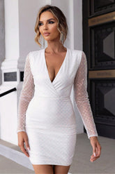 Cutout Sequin Mesh Mini Dress White OutfitFlow