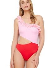 Cutout One Shoulder Contrast Parent-Child Swimwear Mom OutfitFlow