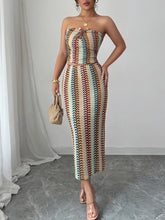 Printed Tube Top and Skirt Set Gold OutfitFlow