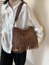 Fringe Solid Color Shoulder Bag Chocolate One Size OutfitFlow