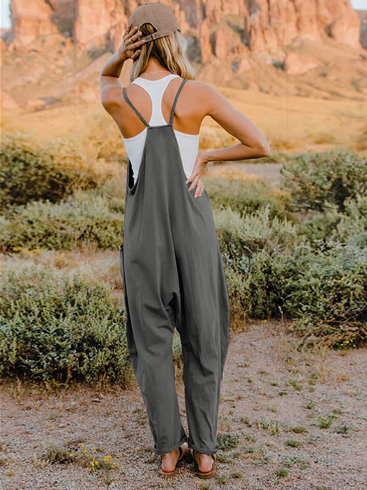 Double Take Full Size Sleeveless V-Neck Pocketed Jumpsuit OutfitFlow