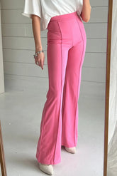 High Waist Straight Leg Pants Pink OutfitFlow