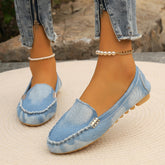 Round Toe Flat Loafers Light OutfitFlow