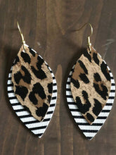 PU Leather Leaf Dangle Earrings Striped Leopard One Size OutfitFlow