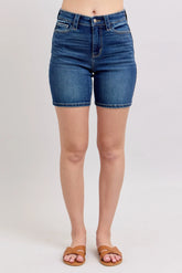 Judy Blue Full Size High Waist Bermudas Jeans W/ Back Flap Pockets Plus Size DK OutfitFlow