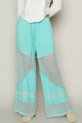 POL Drawstring Elastic Waistband Wide-Leg Pants ELECTRIC BLUE OutfitFlow