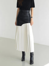 Pleated Contrast High Rise Skirt Black OutfitFlow