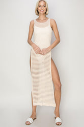 HYFVE Crochet Backless Cover Up Dress Beige OutfitFlow