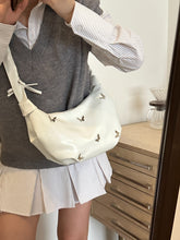 Butterfly Ruched Strap Shoulder Bag White One Size OutfitFlow