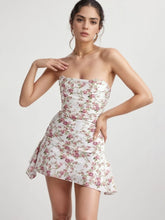 Floral Print Strapless Mini Dress Pink OutfitFlow