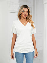 V-Neck Short Sleeve T-Shirt White OutfitFlow