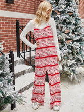 Shiny Christmas Color Contrast Wide-Legged Jumpsuit Scarlet OutfitFlow