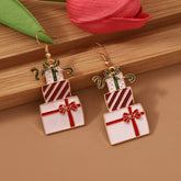 Christmas Gift Box Dangle Earrings White onesize OutfitFlow