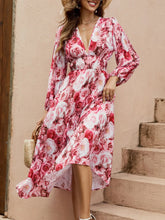 Floral V-Neck Long Sleeve Dress Picture Color OutfitFlow