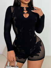 Fishing Net Long Sleeve Romper Black OutfitFlow