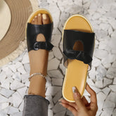 Casual Open Toe Cutout Detail Sandals Black OutfitFlow