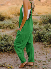 Double Take Full Size Sleeveless V-Neck Pocketed Jumpsuit OutfitFlow