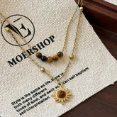 Tiger's Eye Copper Double Layered Necklace Brown One Size OutfitFlow