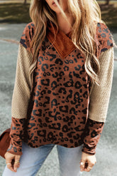 Leopard Dropped Shoulder Hoodie Leopard OutfitFlow