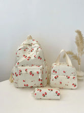 3-Piece Strawberry Print Canvas Bag Set White onesize OutfitFlow