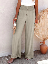 Full Size Decorative Button High Waist Pants Khaki OutfitFlow