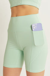 Love Tree High Waist Seam Detail Active Shorts Celery OutfitFlow