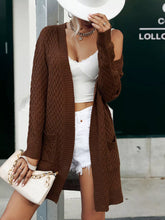 Cable Knit Open Front Cardigan Coffee OutfitFlow