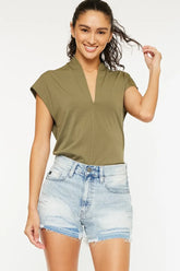 Kancan High Rise Raw Hem Denim Shorts LIGHT OutfitFlow