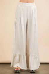 VERY J Palazzo Elastic Waist Comfy Pants Oatmeal OutfitFlow