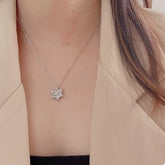 925 Sterling Silver Zircon Snowflake Necklace Silver onesize OutfitFlow