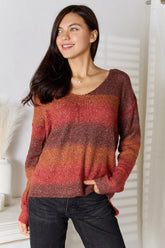 Angel Wings Gradient V-Neck Sweater Brick Red OutfitFlow